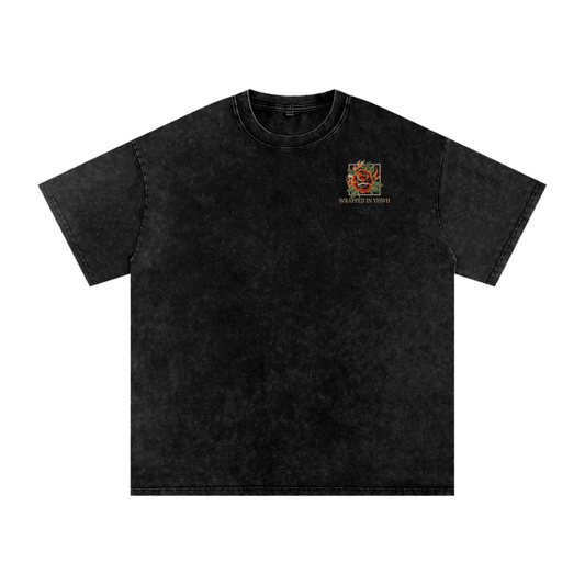 WORLD ON FIRE-Snow Washed Oversized Cotton T-Shirt