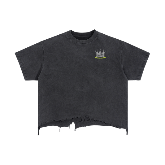 JESUS IS KING-Vintage Wash Boxy Distressed Hem T-Shirt