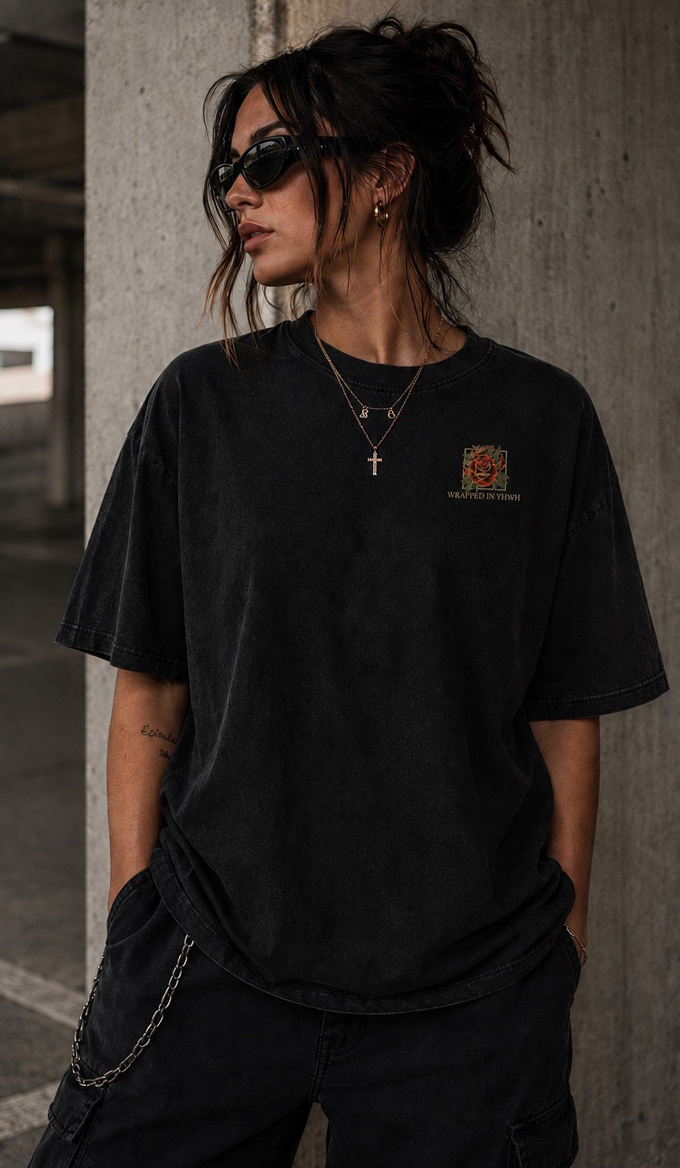 WORLD ON FIRE-Snow Washed Oversized Cotton T-Shirt