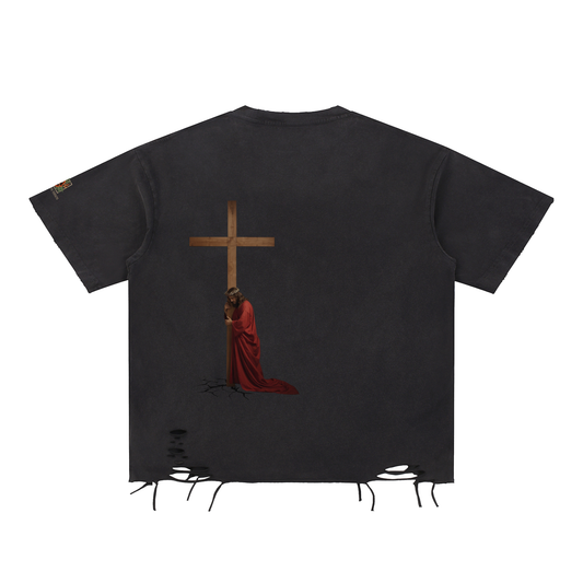 NO OTHER NAME-Snow Washed Raw-Hem T-Shirt