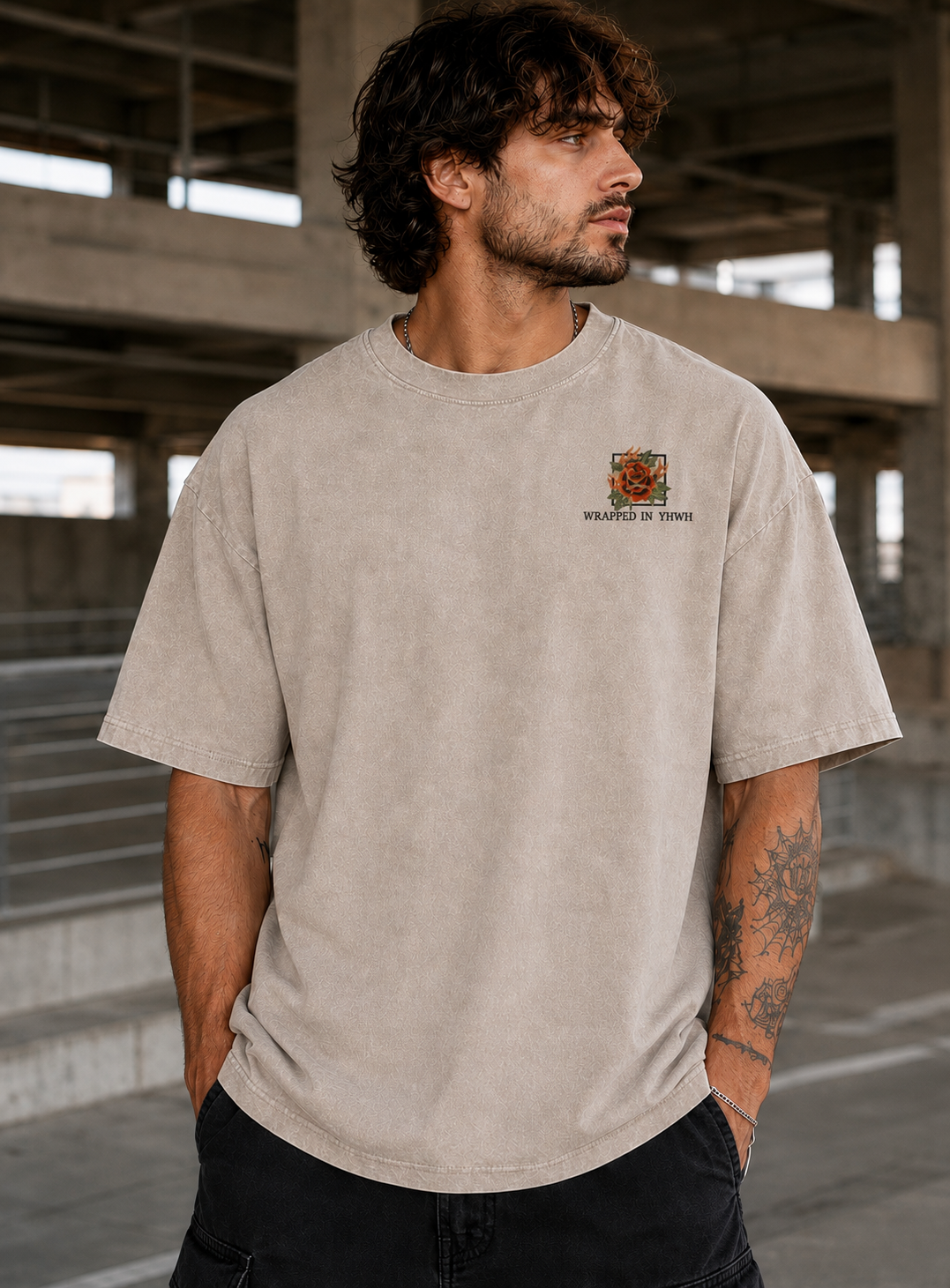 A LETTER TO THE ROMANS-Snow Washed Oversized Cotton T-Shirt
