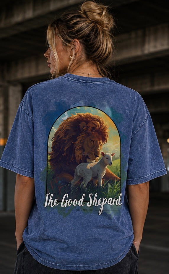THE GOOD SHEPARD-Snow Washed Oversized Cotton T-Shirt