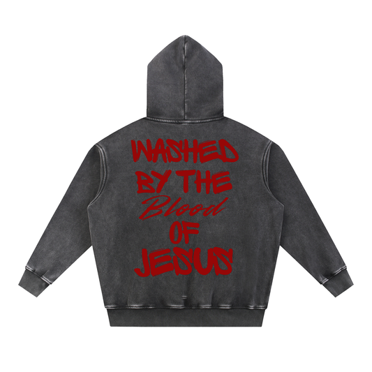 WASHED-Snow Wash Fleece Oversize Hoodie