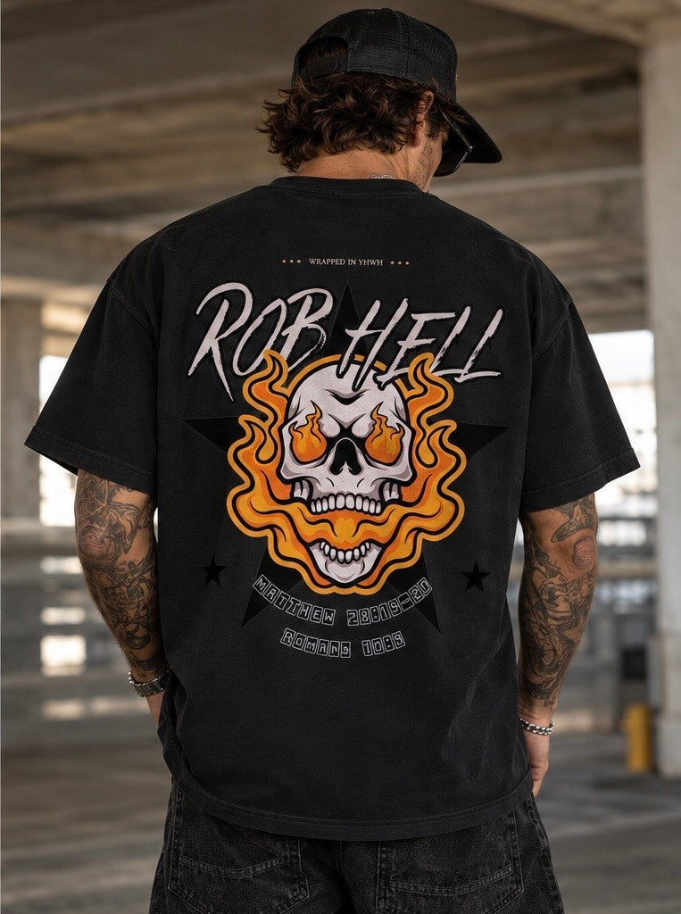 ROB HELL-Unisex Solid Color Regular Fit T-Shirt