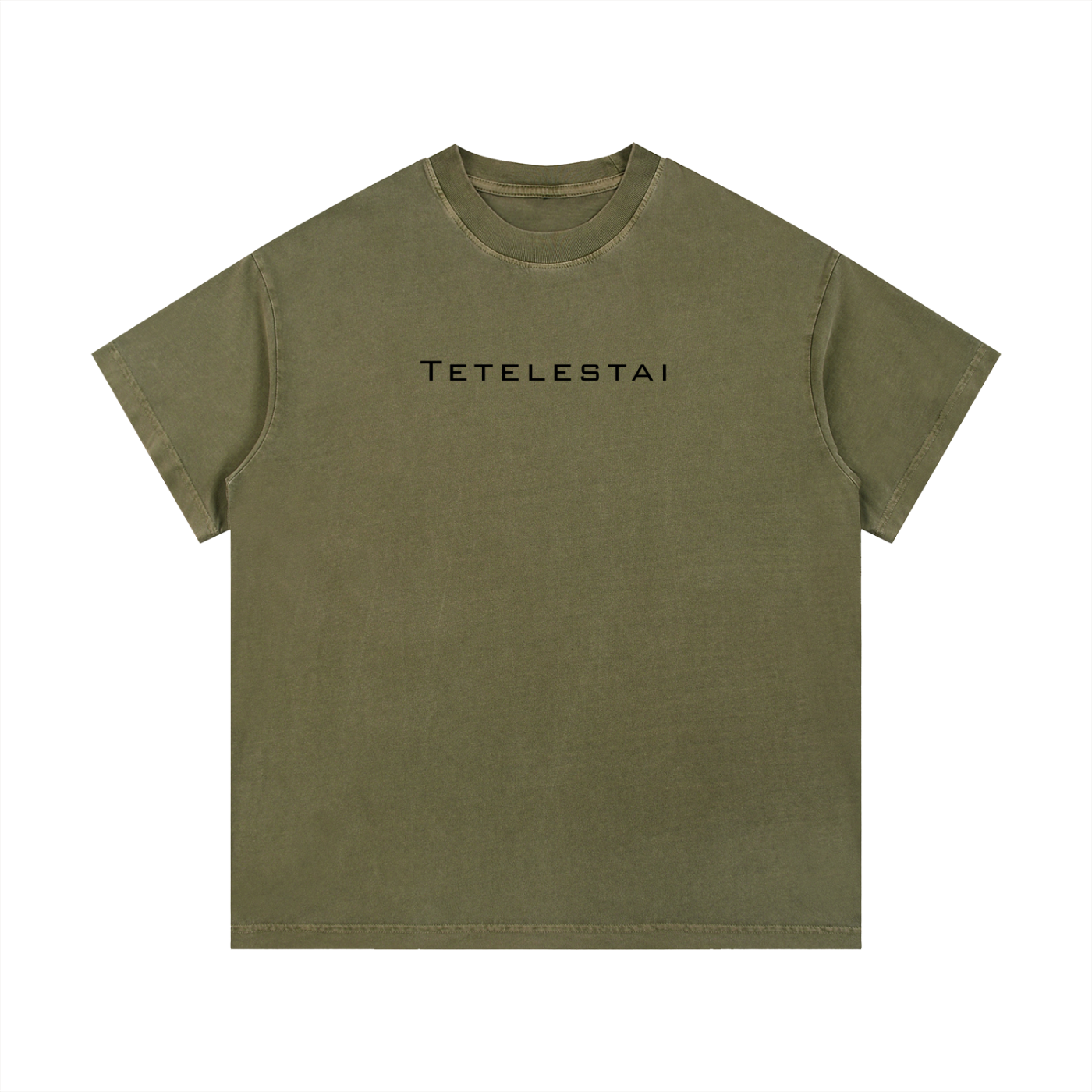 TETELESTAI-Vintage Wash Cotton T-Shirt
