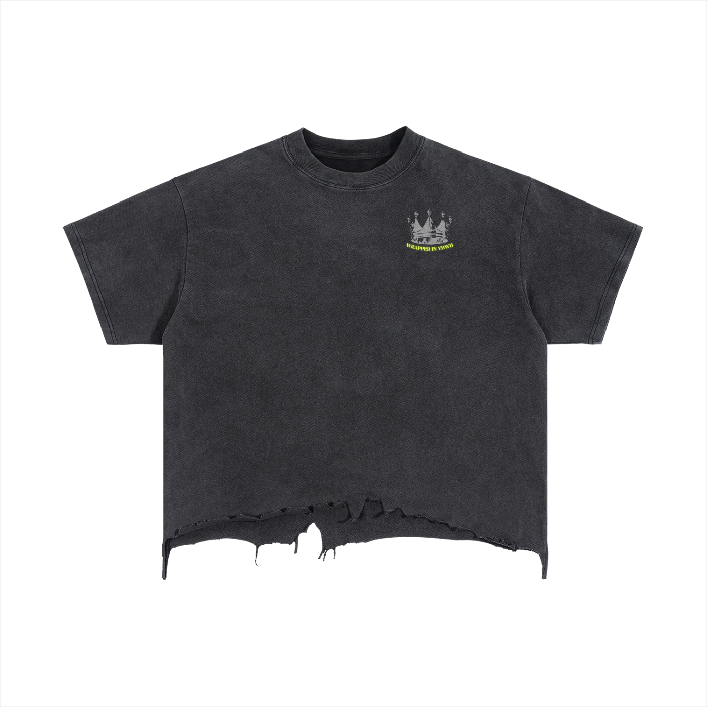 JESUS IS KING-Vintage Wash Boxy Distressed Hem T-Shirt