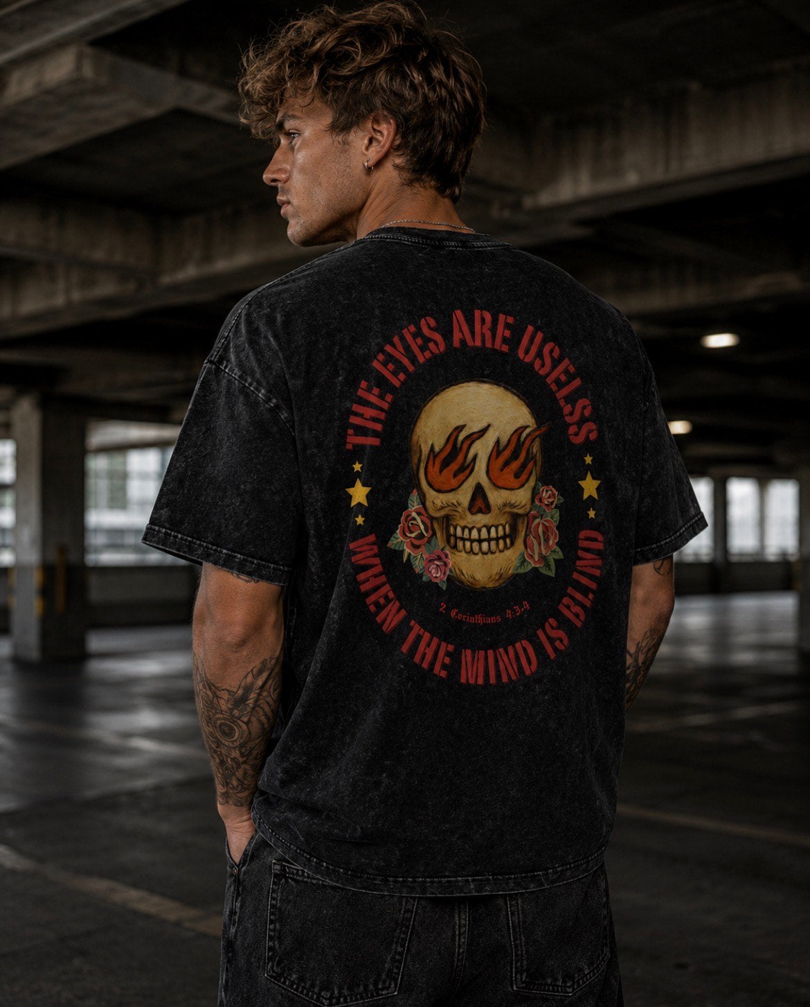 THE MIND-Snow Washed Oversized Cotton T-Shirt