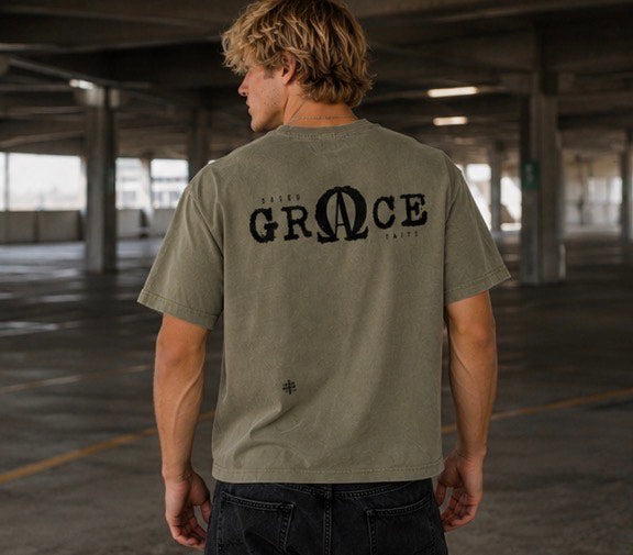 ALPHA & OMEGA-Vintage Washed Oversized Cotton T-Shirt