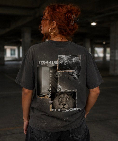 COMMEND MY SOUL-Hand-Frayed Sunfade Paint Splatter T-Shirt