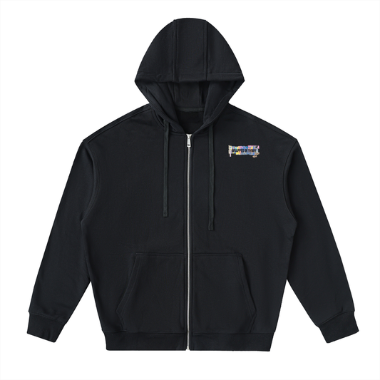 Drop-Shoulder Zip Up Hoodie