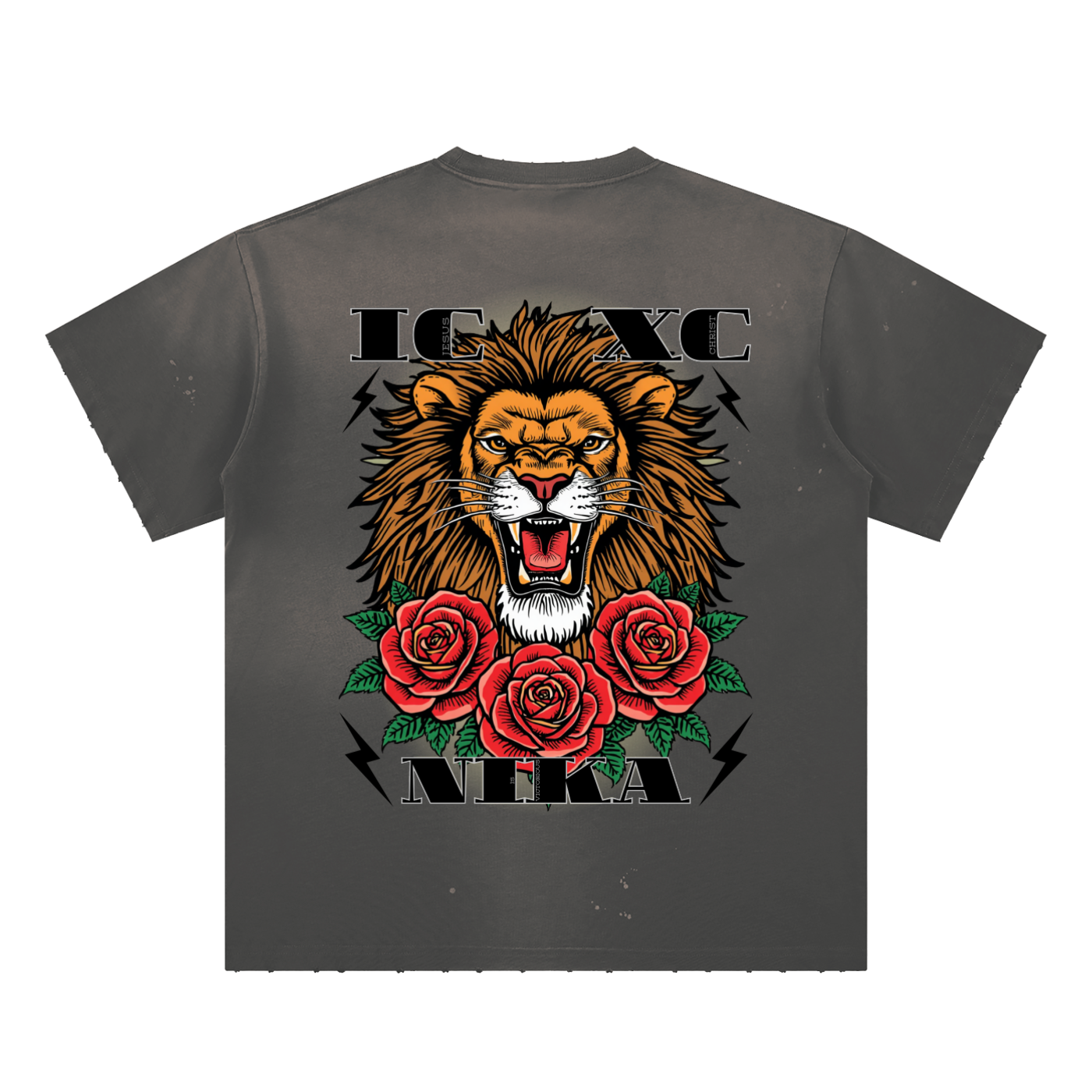 JESUS CHRIST IS VICTORIOUS-Hand-Frayed Sunfade Paint Splatter T-Shirt