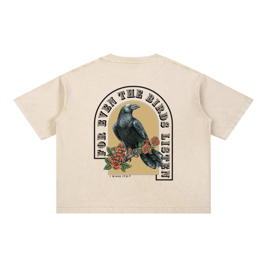 THE BIRDS-Boxy Cotton T-Shirt