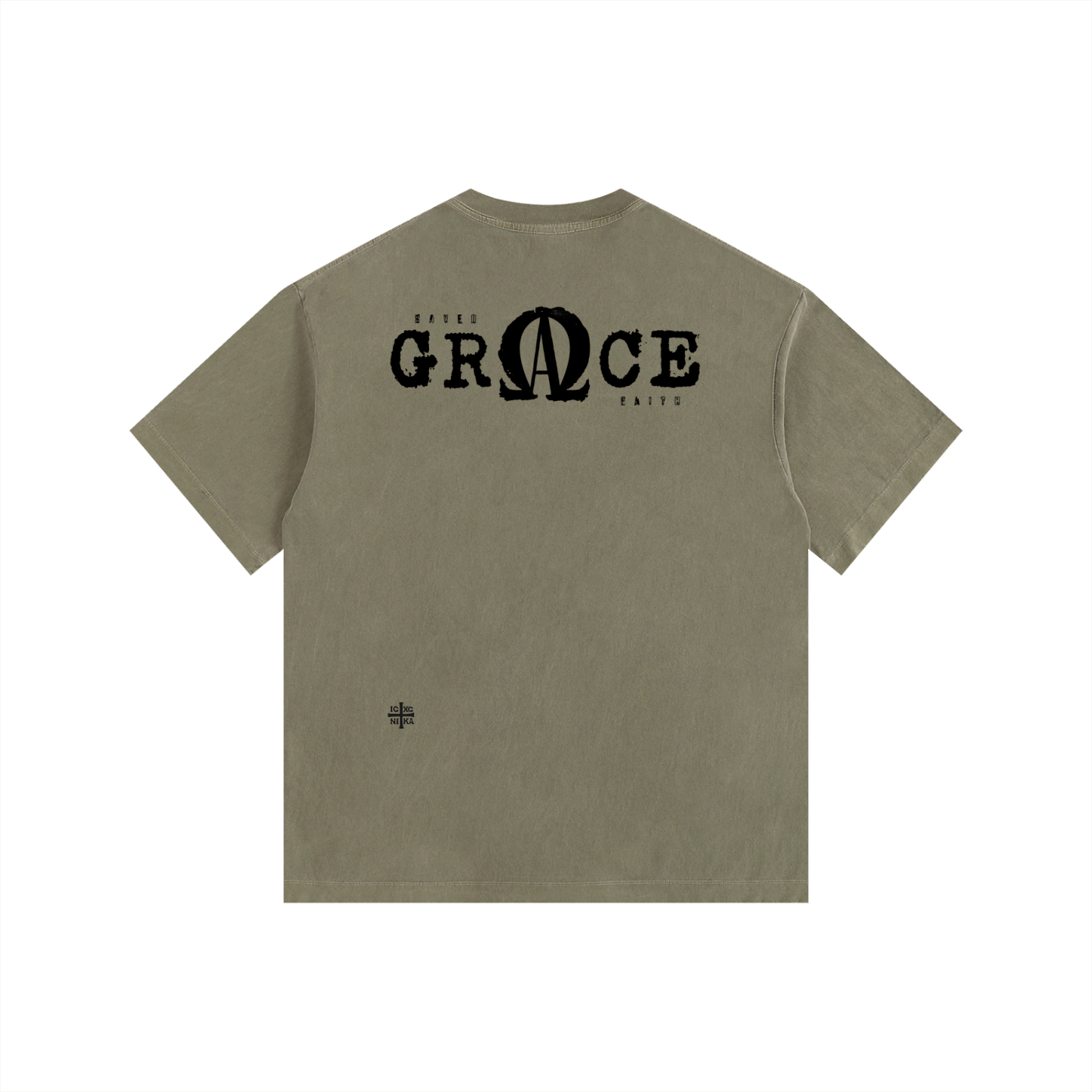 ALPHA & OMEGA-Vintage Washed Oversized Cotton T-Shirt