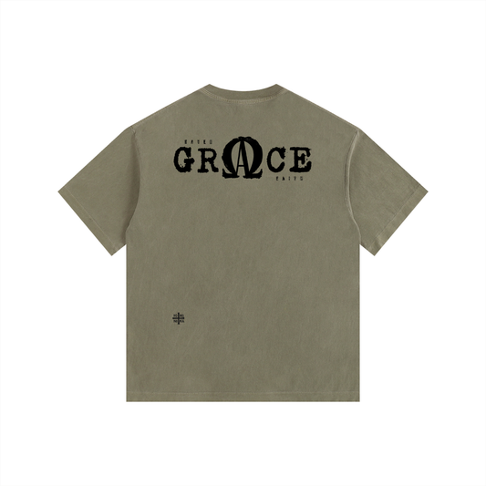 ALPHA & OMEGA-Vintage Washed Oversized Cotton T-Shirt