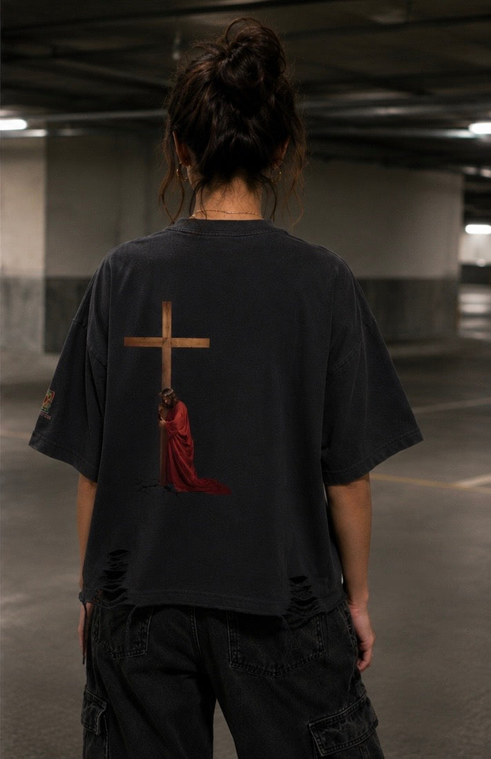 NO OTHER NAME-Snow Washed Raw-Hem T-Shirt