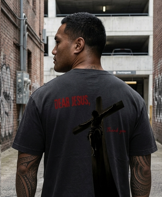 DEAR JESUS-Vintage Washed Oversized Cotton T-Shirt
