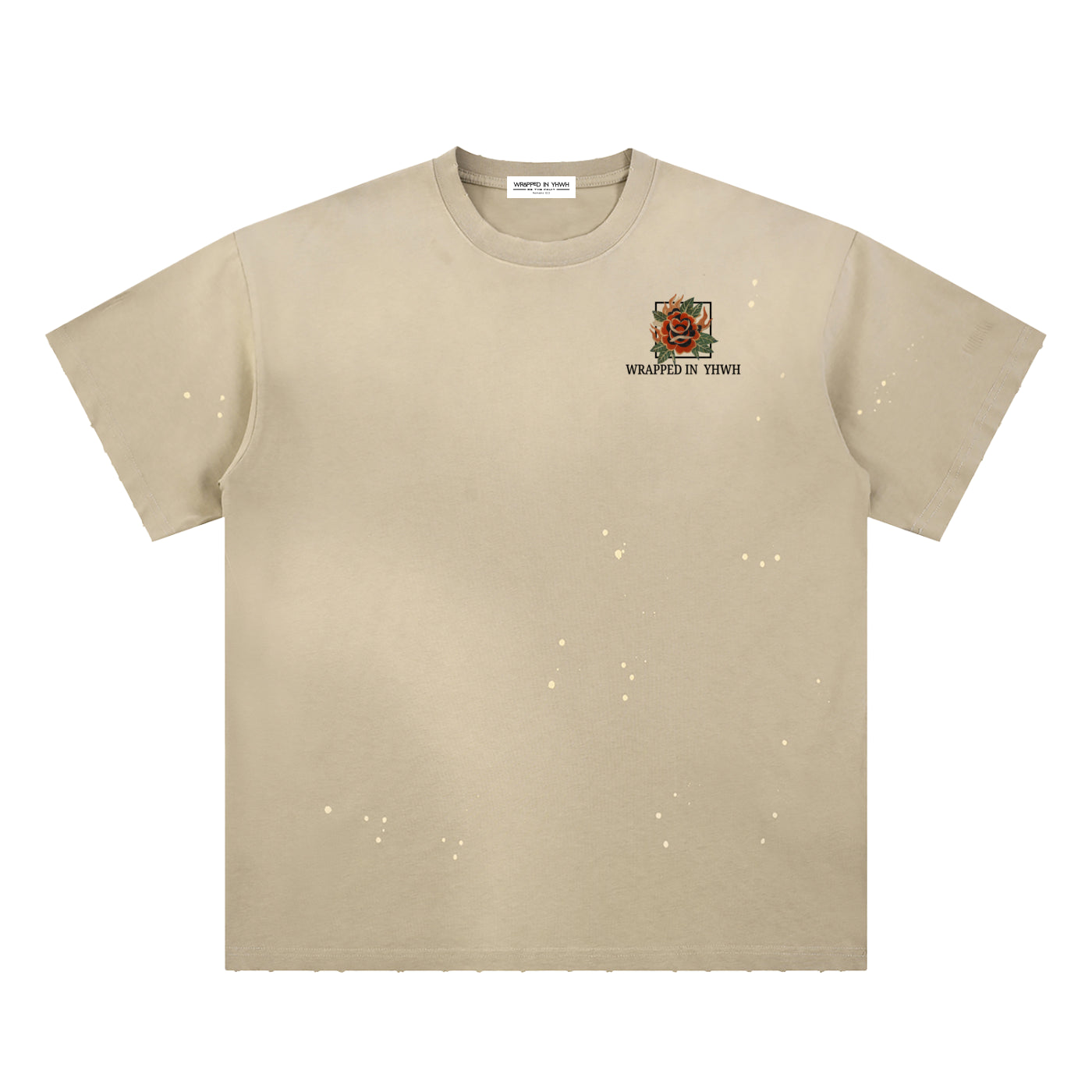 ROOTED LIGHT-Hand-Frayed Sunfade Paint Splatter T-Shirt