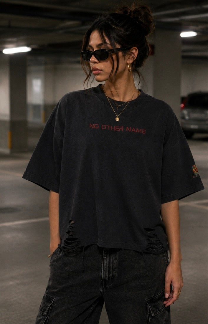 NO OTHER NAME-Snow Washed Raw-Hem T-Shirt