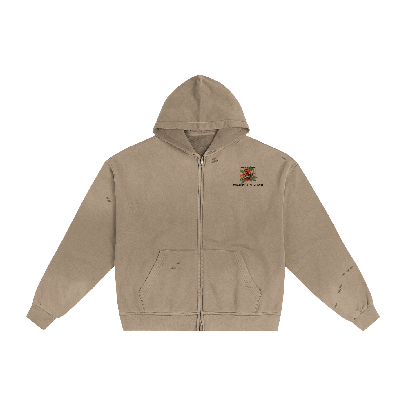 Hand-Frayed Sunfade Zip Hoodie