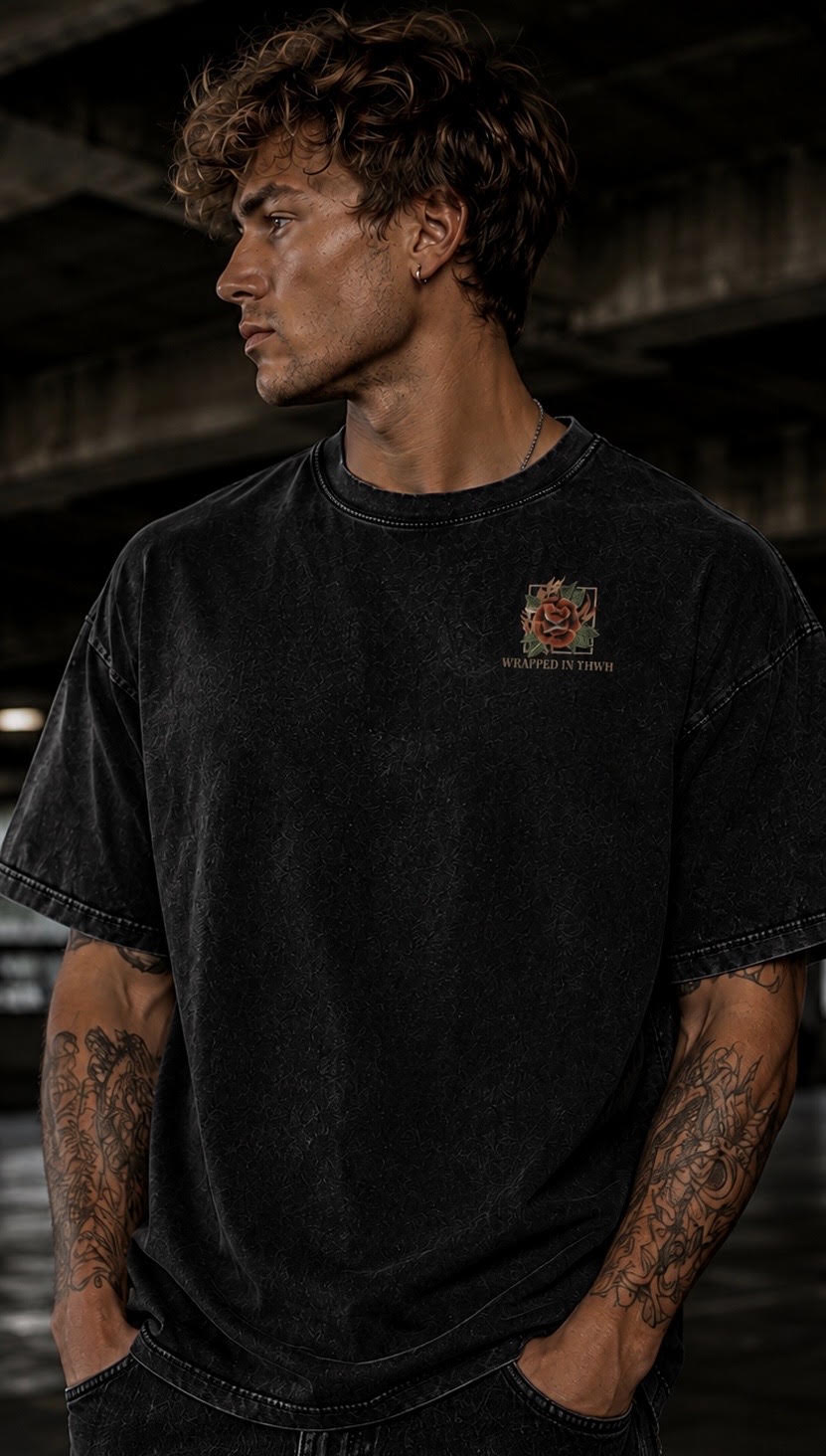 THE MIND-Snow Washed Oversized Cotton T-Shirt