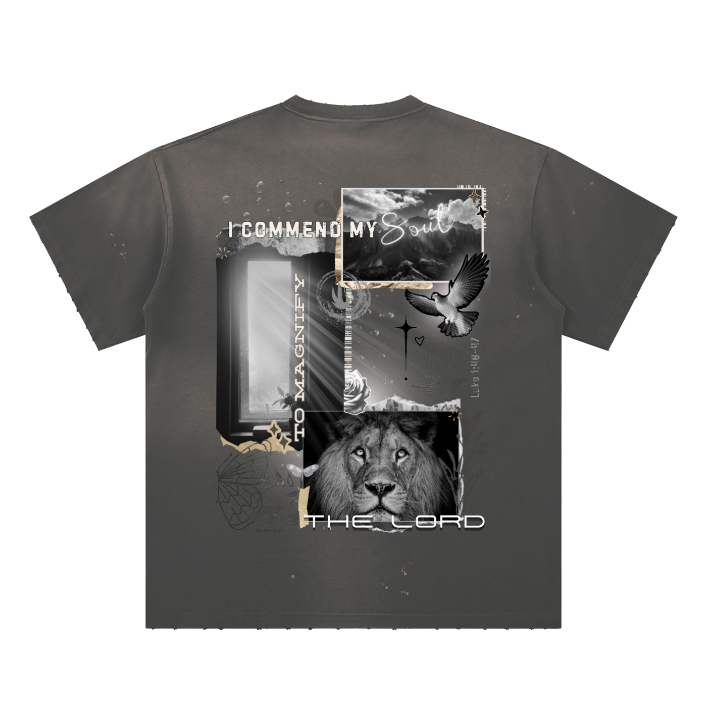 COMMEND MY SOUL-Hand-Frayed Sunfade Paint Splatter T-Shirt