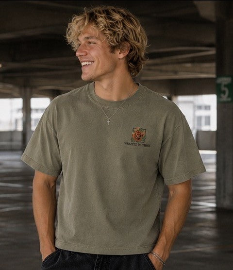 ALPHA & OMEGA-Vintage Washed Oversized Cotton T-Shirt