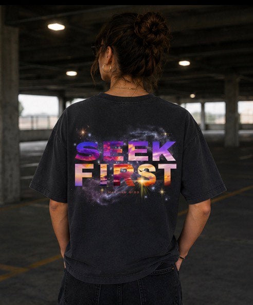 SEEK FIRST-Vintage Washed Oversized Cotton T-Shirt