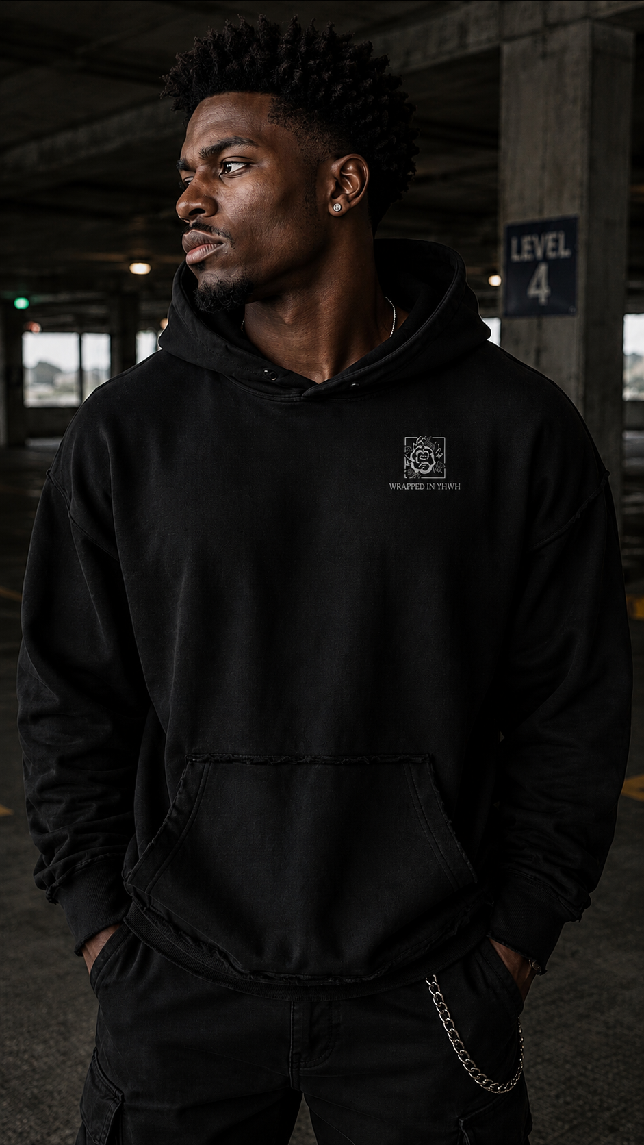 Snow Washed Raw Edge Double Layered Hoodie