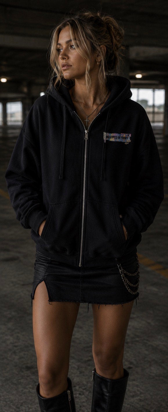 Drop-Shoulder Zip Up Hoodie