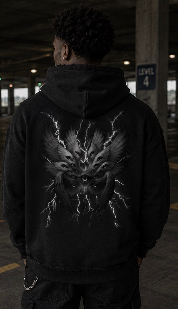 Snow Washed Raw Edge Double Layered Hoodie
