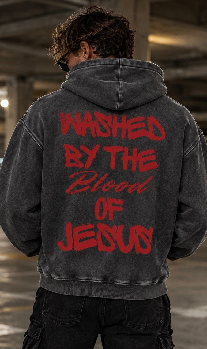 WASHED-Snow Wash Fleece Oversize Hoodie